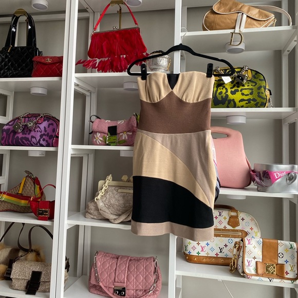 Missoni Beige Colorblock Strapless Mini Dress 🥠 - Picture 3 of 7